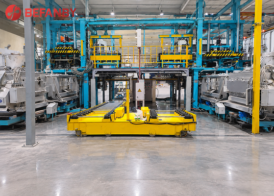 70T Capacidad de carga Carro de transferencia operado por batería con sistema de transporte de rodillos para el transporte de fábrica