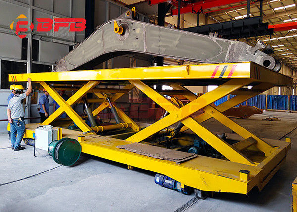 La carretilla de la transferencia carga de 8 toneladas con Scissor la elevación montada en los carriles